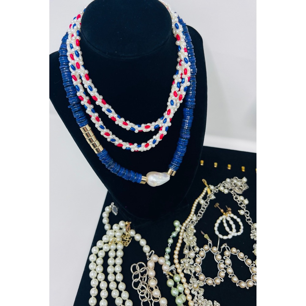 Vintage to Modern Pearl Necklace & Bracelet Gold & Silver Tone Beaded Lot of 30 - Picture 11 of 16